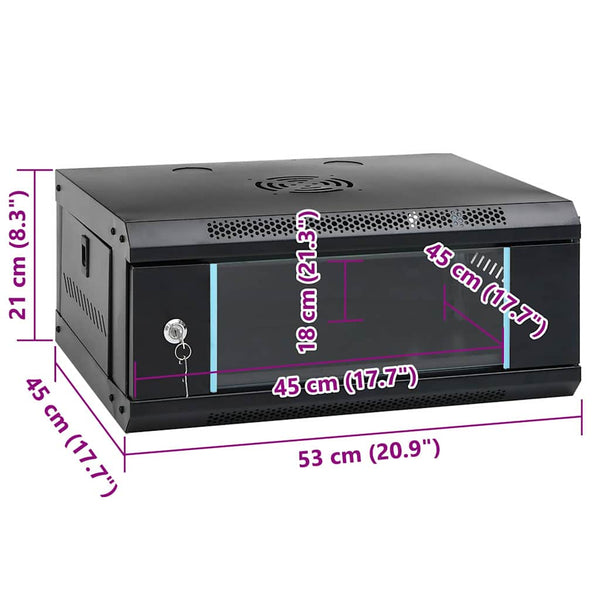 Netzwerkschrank mit Speicher Schwarz 53x45x21 cm