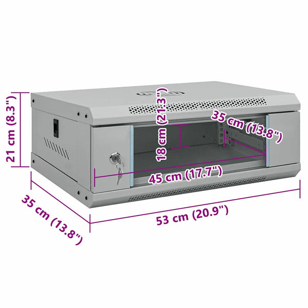 Netzwerkschrank mit Speicher Grau 53x35x21cm