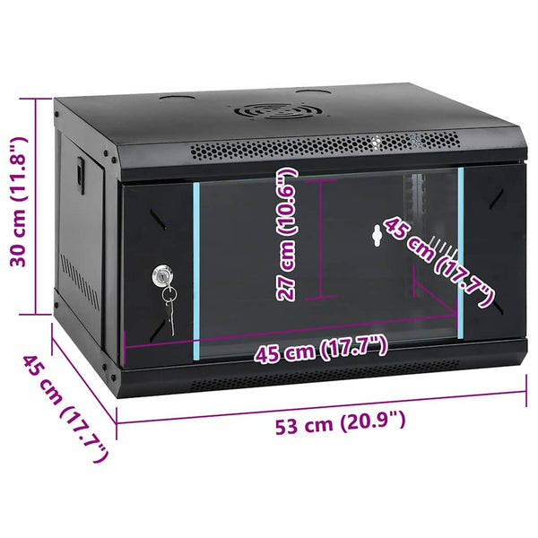 Netzwerkschrank mit Speicher Schwarz 53x45x30cm