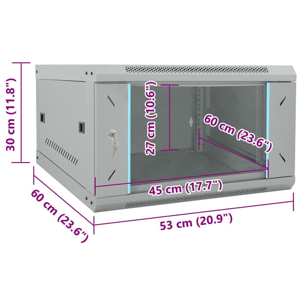 Netzwerkschrank Grau Stahl 53x60x30cm