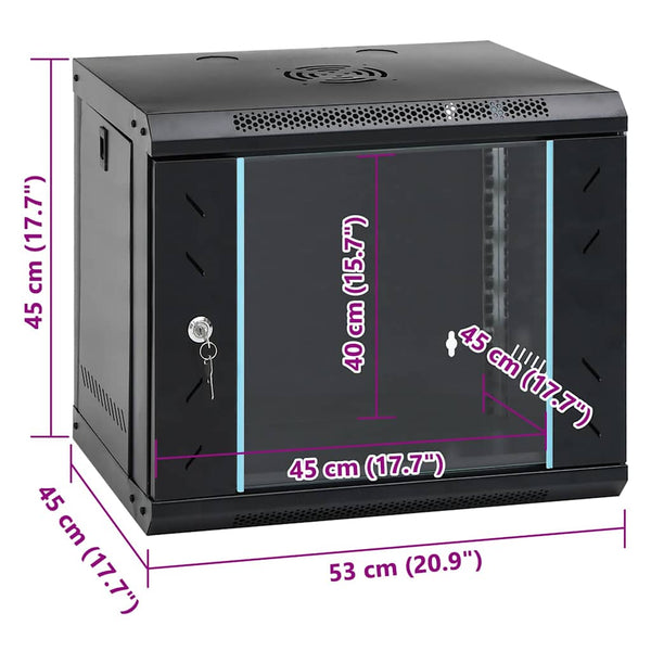 Netzwerkschrank mit Speicher Schwarz 53x45x45 cm