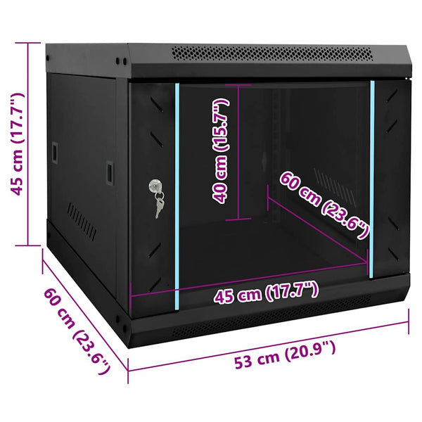 Netzwerkschrank mit Speicher Schwarz 53x60x45 cm