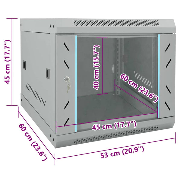 Netzwerkschrank mit Speicher Grau 53x60x45 cm