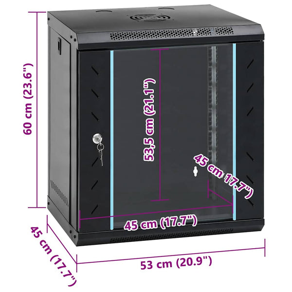 Netzwerkschrank mit Speicher Schwarz 53x45x60 cm