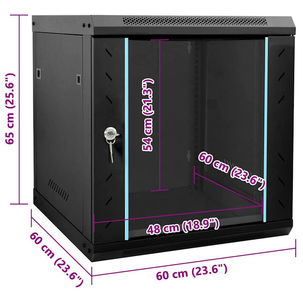 Netzwerkschrank mit Speicher Schwarz 60cm