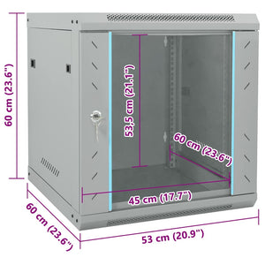 Netzwerkschrank mit Speicher Stahl Grau 60cm