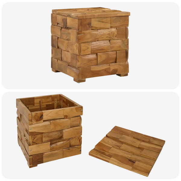 Aufbewahrungshocker Teakholz Braun 40x40x45cm