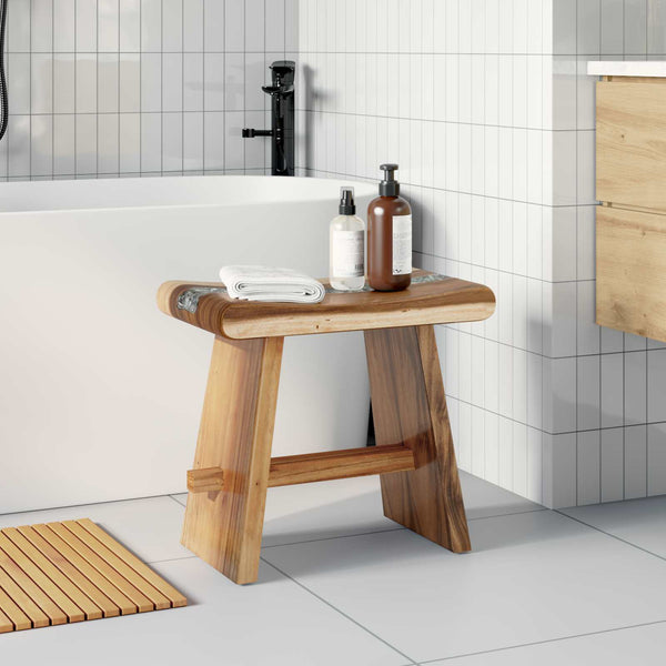 Massivholz Duschhocker Suar Natur 50x30x44cm