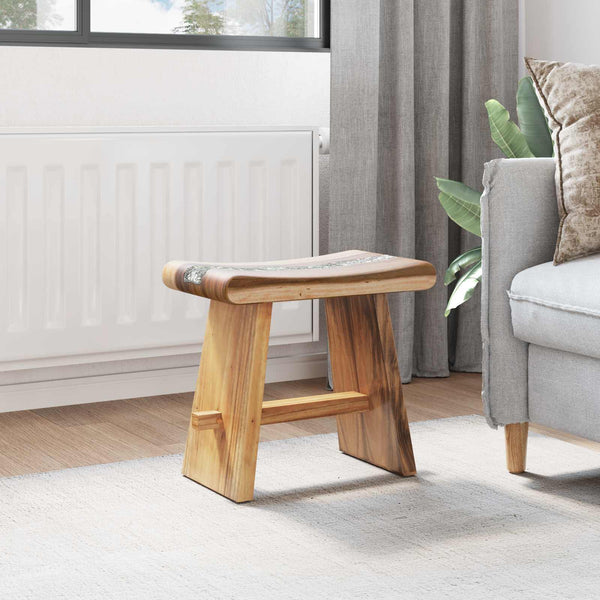 Massivholz Duschhocker Suar Natur 50x30x44cm