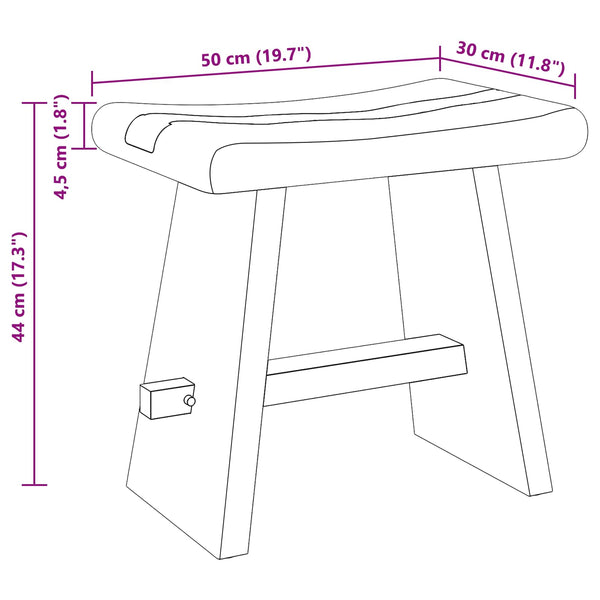 Massivholz Duschhocker Suar Natur 50x30x44cm