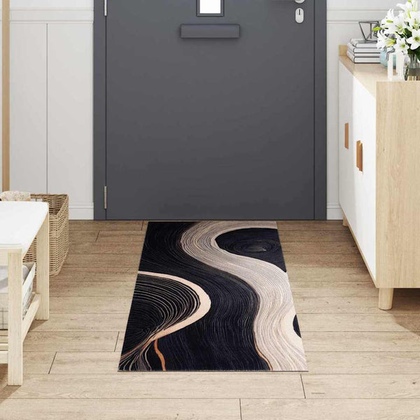 Schwarzer Küchenteppich Samt, 180 x 60 cm