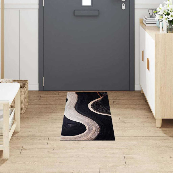 Schwarzer Küchenteppich Samt 150x45 cm