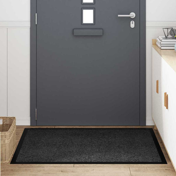 Anthrazitfarbene Fußmatte Teddy Stoff 120x80 cm