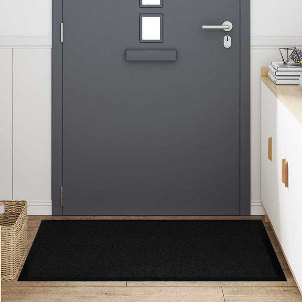 Schwarze Fußmatte Teddy Stoff 120x80 cm
