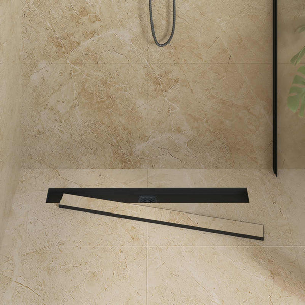 Schwarzer Duschablauf 80cm Edelstahl