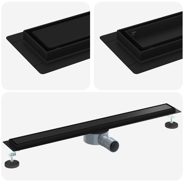Schwarzer Duschablauf 80cm Edelstahl