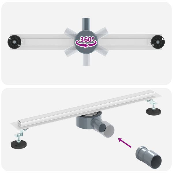 360° Duschablauf Silber 60cm Edelstahl