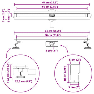 360° Duschablauf Silber 60cm Edelstahl