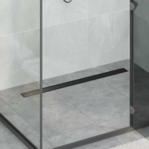 Schwarzer Duschablauf 90 cm mit Siphon