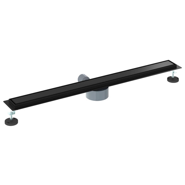 Schwarzer Duschablauf 90 cm mit Siphon