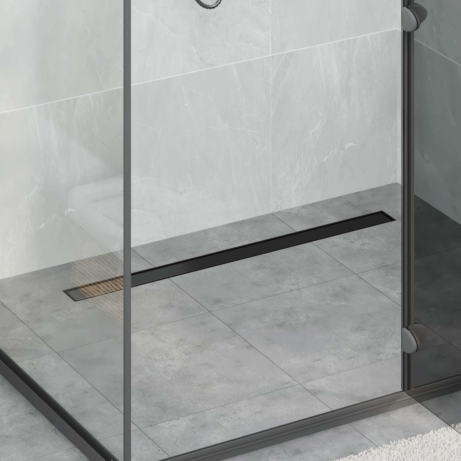 2-in-1 Duschablauf Schwarz 100cm