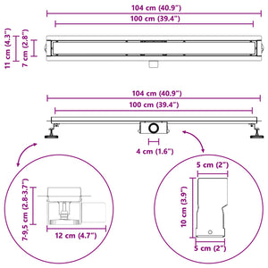 2-in-1 Duschablauf Schwarz 100cm