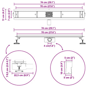 Duschablauf 2-in-1 Silber 70 cm