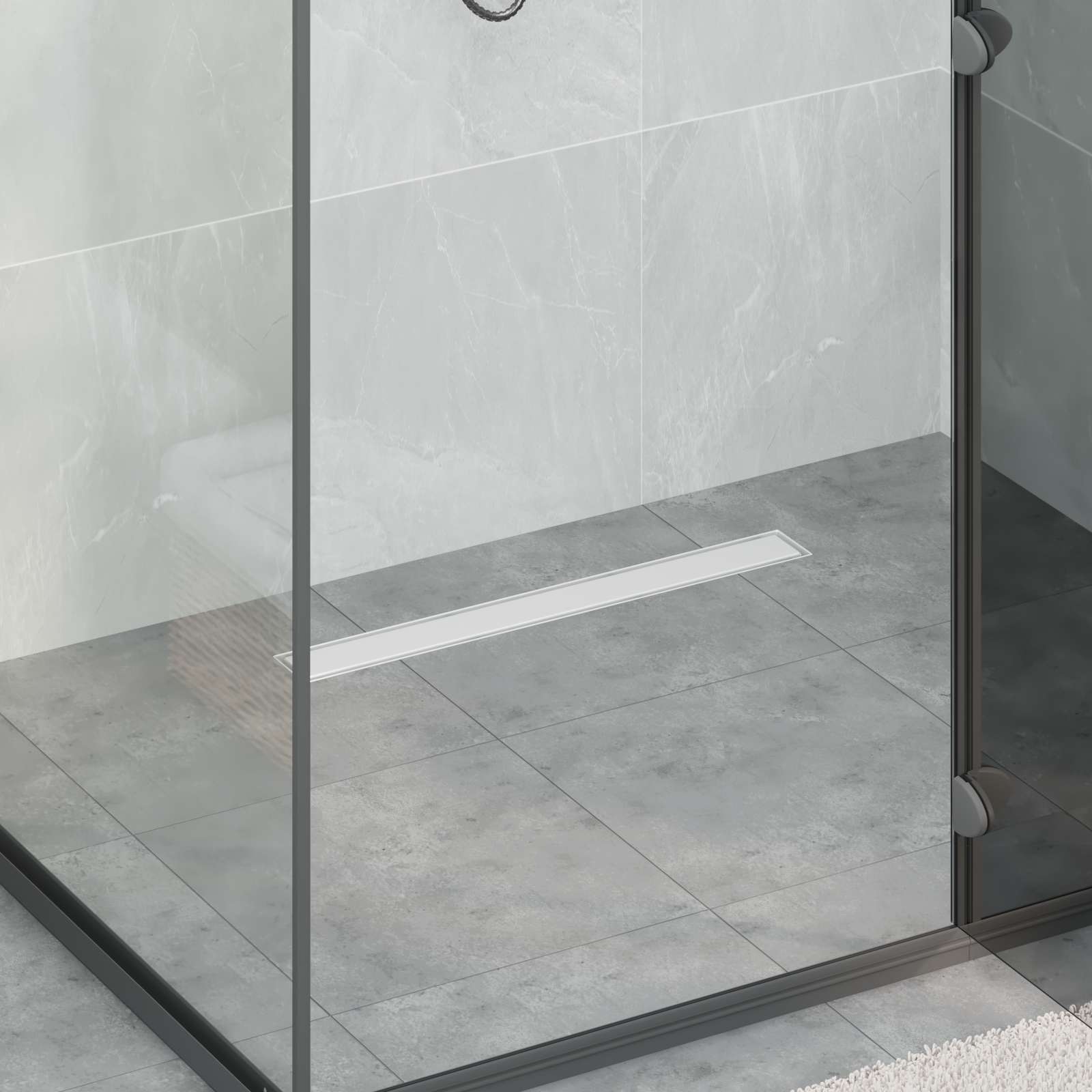 2-in-1 Duschablauf Silber 60cm Edelstahl