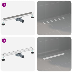 2-in-1 Duschablauf Silber 60cm Edelstahl