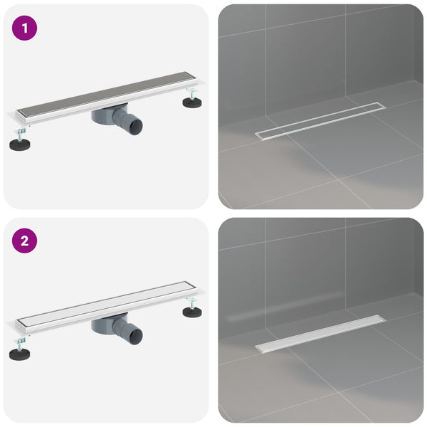 2-in-1 Duschablauf Silber 60cm Edelstahl