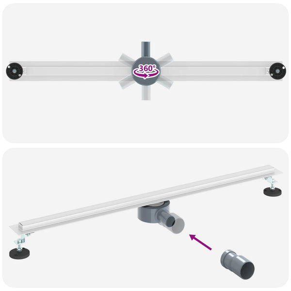 360° Duschablauf Silber 90cm Edelstahl