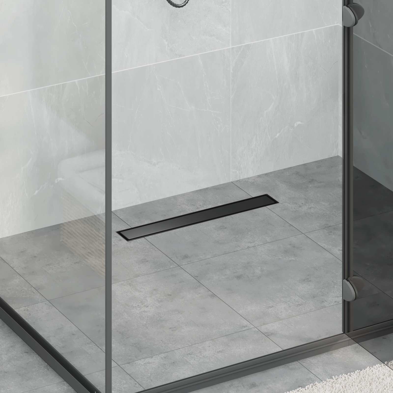 Schwarze Duschrinne 2in1 Edelstahl 60cm
