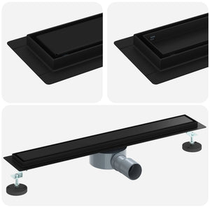 Schwarzer Duschablauf 2-in-1 Edelstahl 60cm