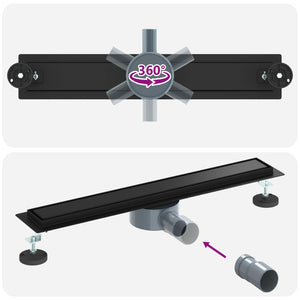 Schwarzer Duschablauf 2-in-1 Edelstahl 60cm