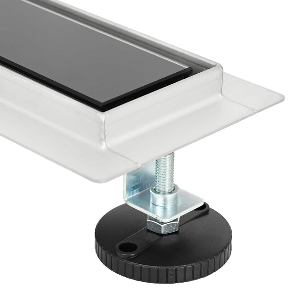 Schwarzer Duschablauf mit Glasabdeckung 80cm