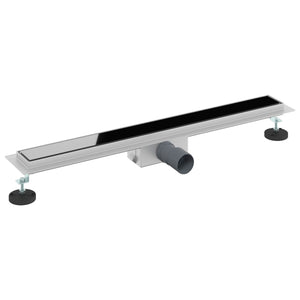 Schwarzer Duschablauf mit Glasabdeckung 80cm
