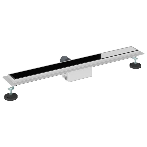 Schwarzer Duschablauf mit Glasabdeckung 80cm