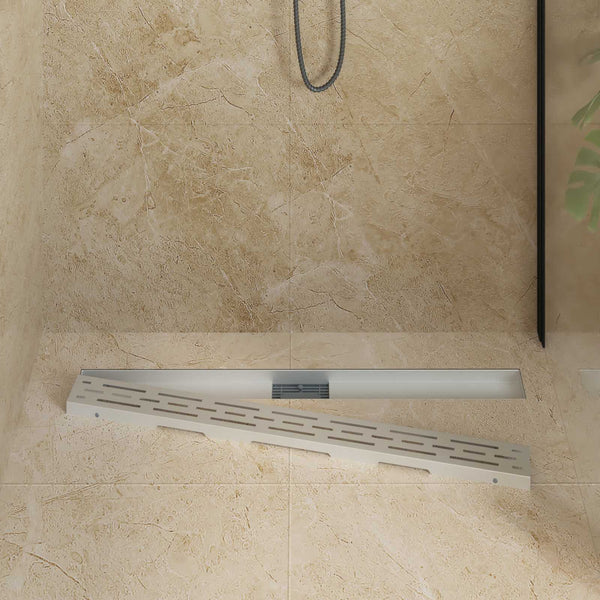 Edelstahl Duschablauf Silber Liniendesign 90cm