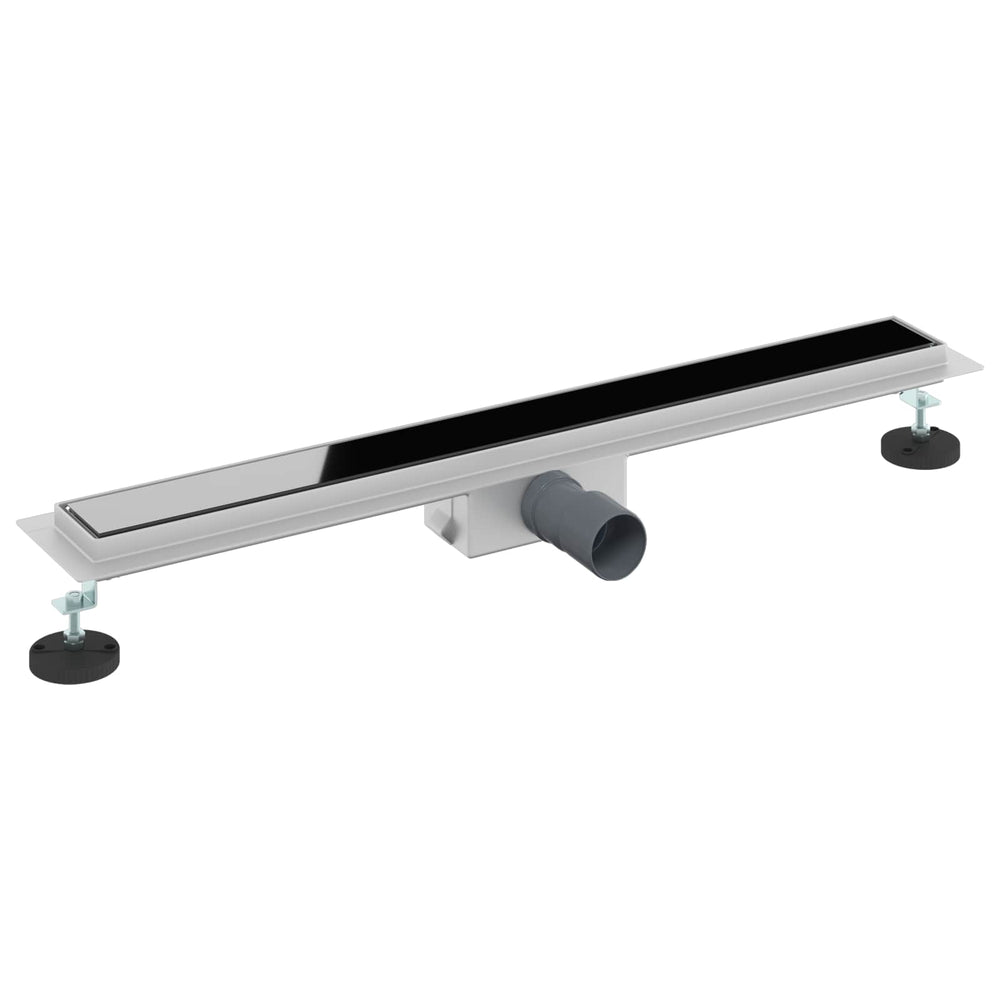 Schwarzer Duschablauf mit Glasabdeckung 70cm