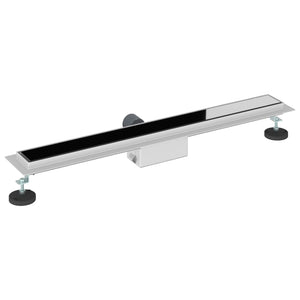 Schwarzer Duschablauf mit Glasabdeckung 70cm