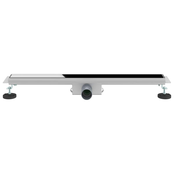 Schwarzer Duschablauf mit Glasabdeckung 70cm