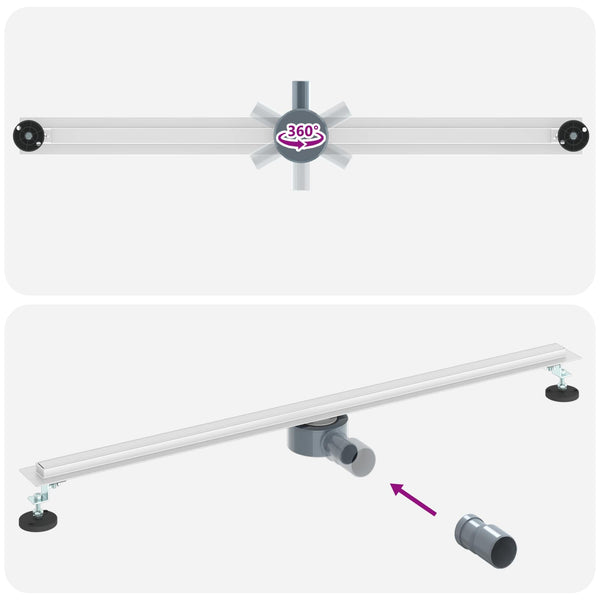 360° Duschablauf Silber 100cm Edelstahl