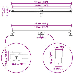 360° Duschablauf Silber 100cm Edelstahl