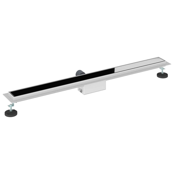Schwarzer Duschablauf mit Glasabdeckung 100 cm