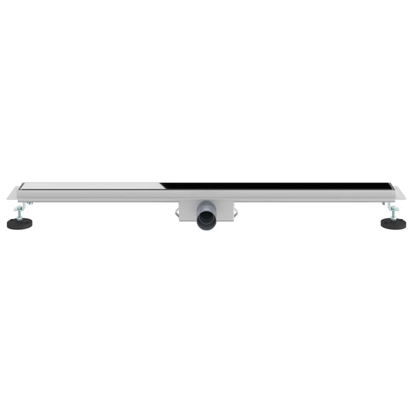 Schwarzer Duschablauf mit Glasabdeckung 100 cm