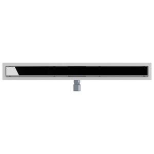 Schwarzer Duschablauf mit Glasabdeckung 100 cm