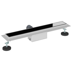 Schwarzer Duschablauf mit Glasabdeckung 50cm