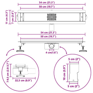 Schwarzer Duschablauf 2-in-1 Edelstahl 50cm
