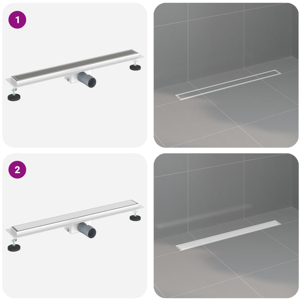 2-in-1 Duschablauf Silber 70 cm