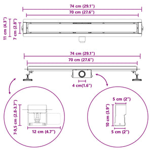 2-in-1 Duschablauf Silber 70 cm